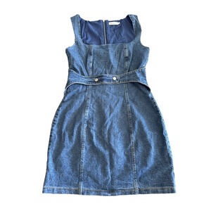 Avec Les Filles Denim Corset Stretch Mini Sleeveless Tank Dress Size 6